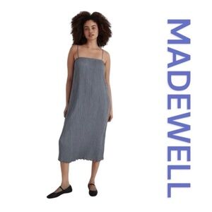 MADEWELL Spaghetti Strap Midi Pleated Dress, Adjustable Straps, Size 6.